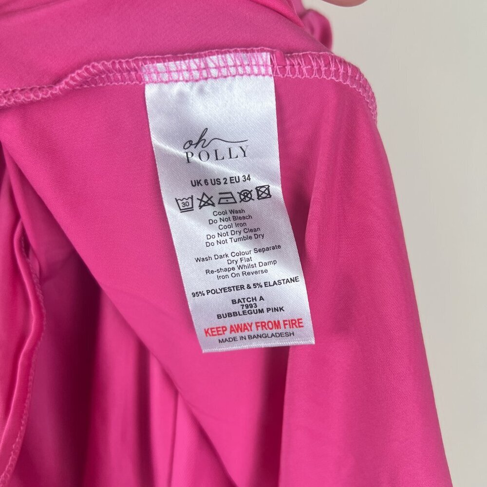 NWT Oh Polly Pink Zosia Slinky Jersey Strapless Plunge Neck Mini Dress - Picture 6 of 7